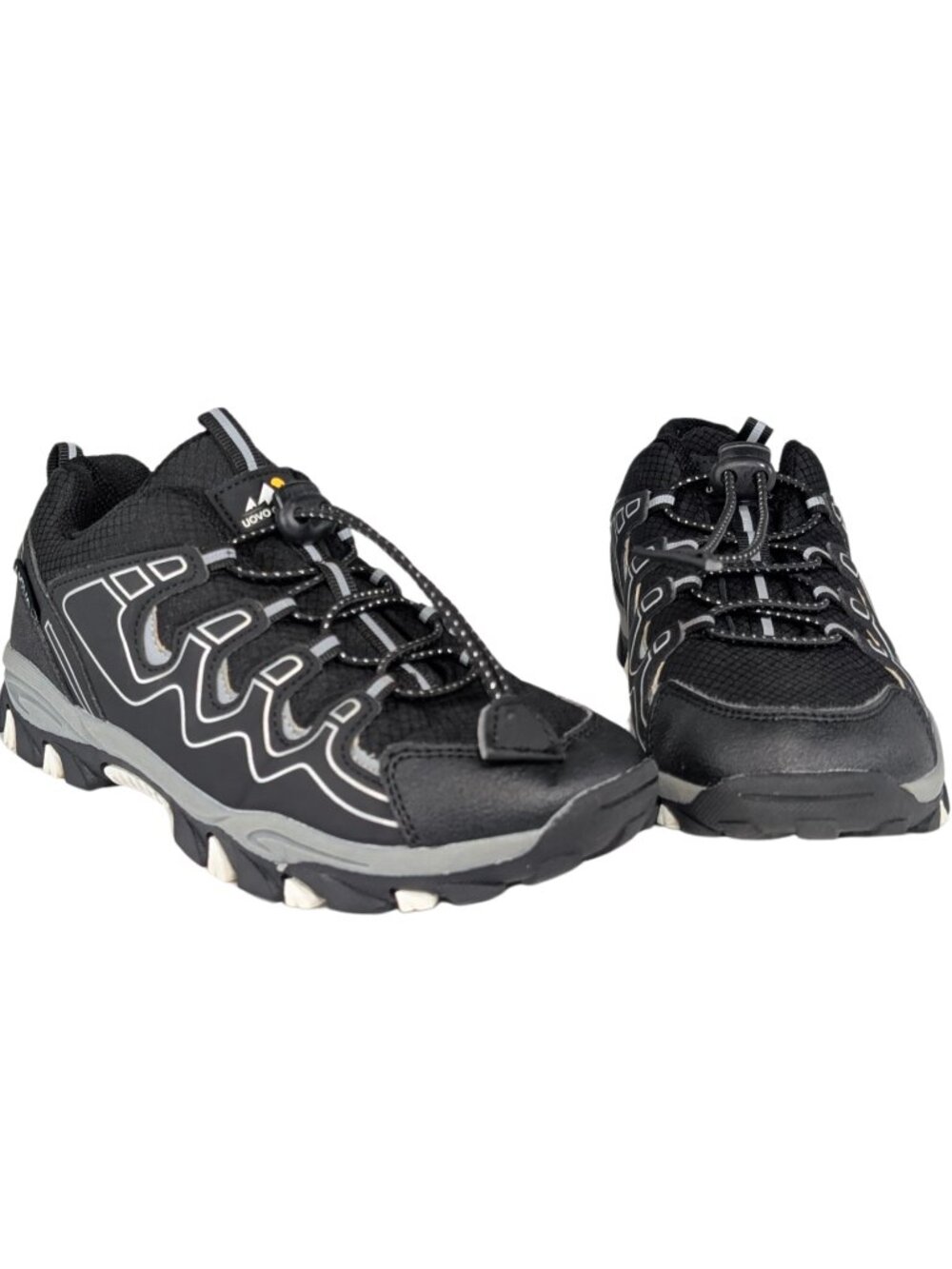 UOVO Ladies 37 7 Black Low Top Waterproof No-Tie Mesh Hiking Trail Sneakers